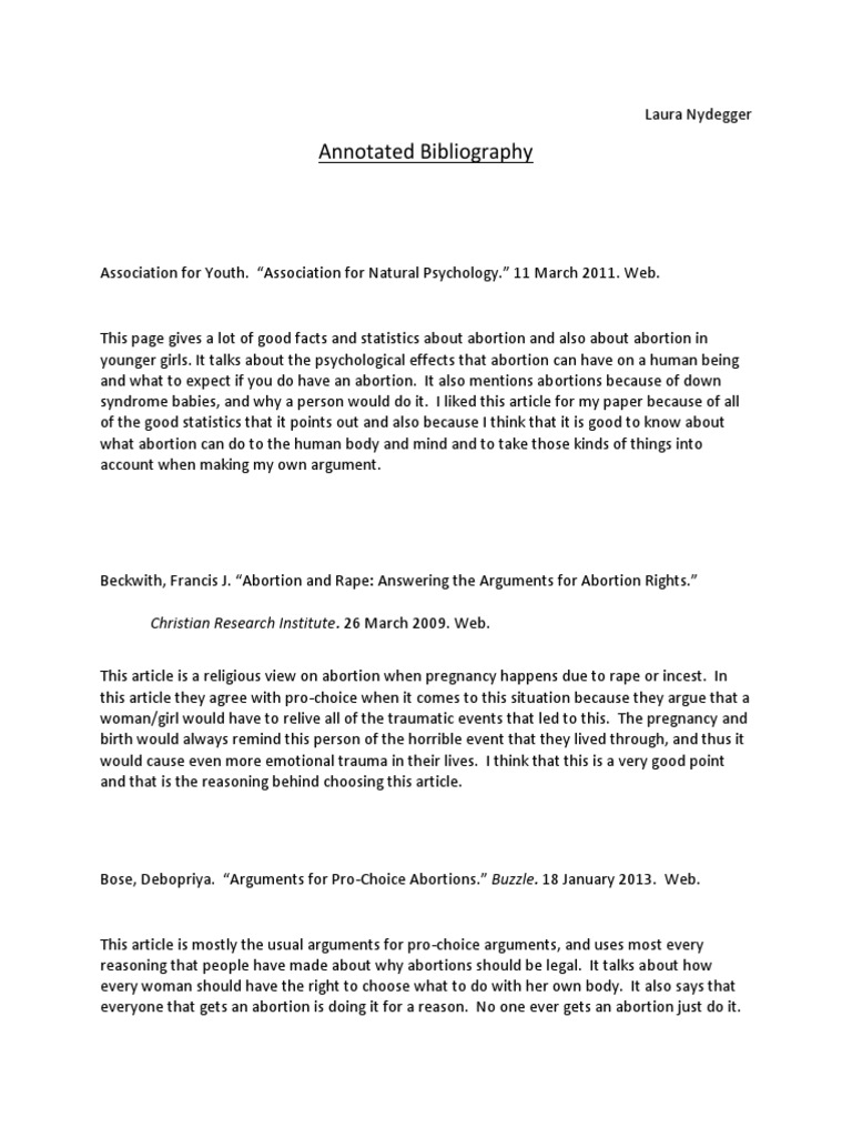 Annotated Bibliography | PDF | Abortion Rights Movements | Abortion