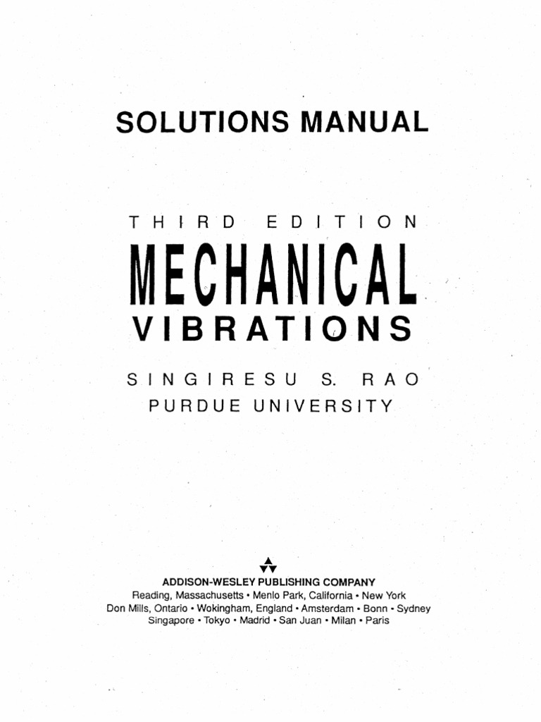 Mechanical Vibration 3rd Edition SS Rao Solution Manual | PDF