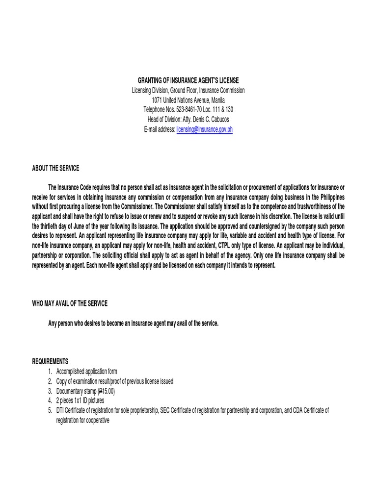 Insurance Agent License Application Guide | PDF
