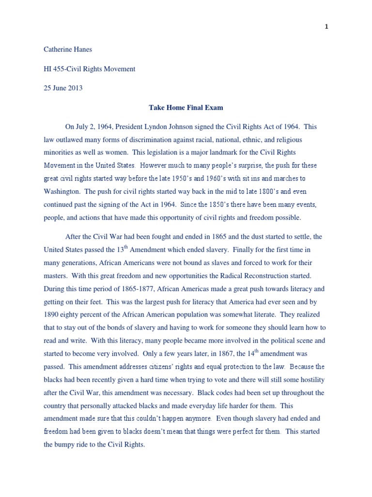 Civil Rights Movement Final Paper | PDF | Ku Klux Klan | Rights
