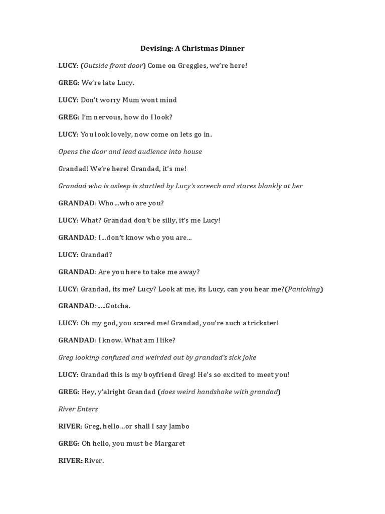 Christmas Dinner Family Comedy Script | PDF | Leisure | Foods