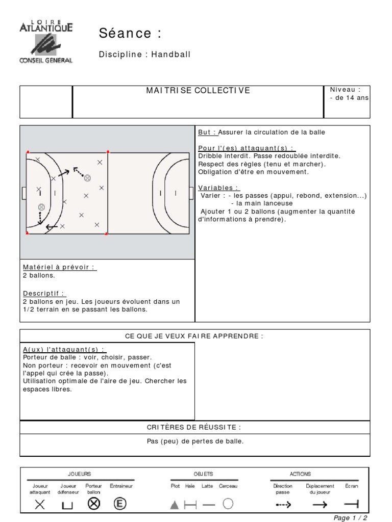 Séance d'entraînement Handball U14 | PDF | Attaquant (football) | Des ...