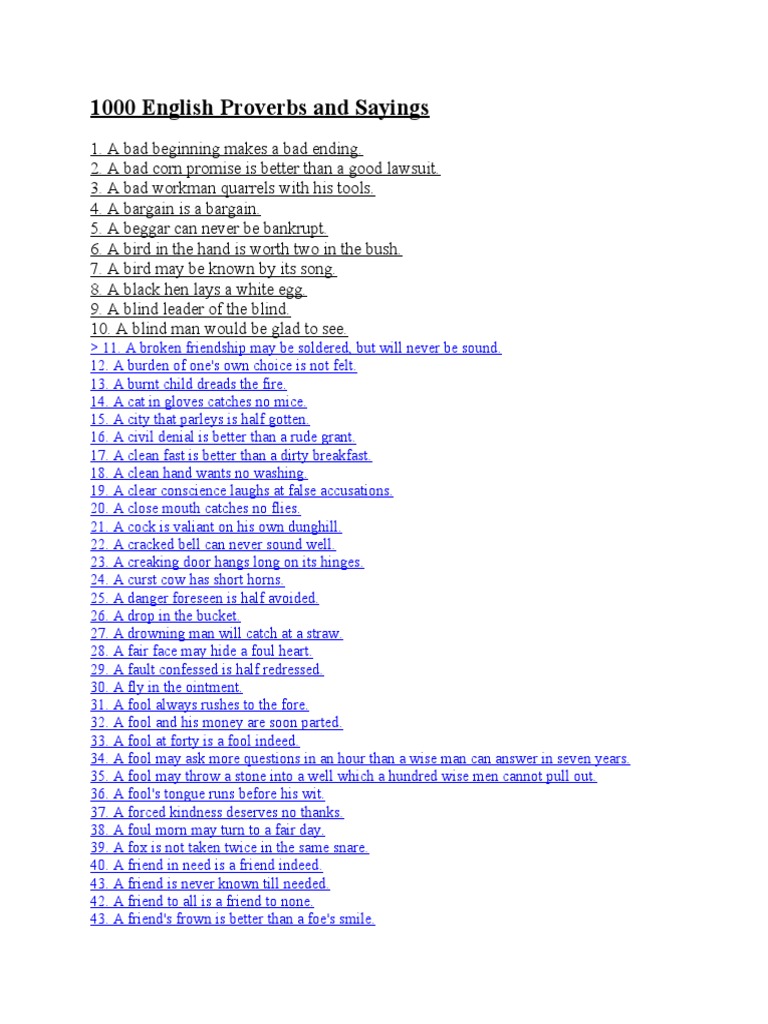 1000 English Proverbs and Sayings | PDF | Nature
