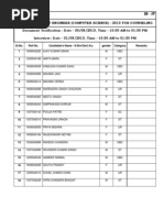 List of Assistant Engineer (Computer Science) - 2013 For Counseling