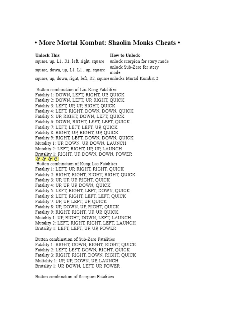 Mortal Kombat: Shaolin Monks for PlayStation 2 - Cheats, Codes, Guide,  Walkthrough, Tips & Tricks