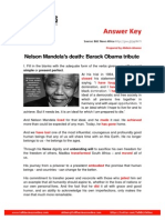 Nelson Mandela's Death: Barack Obama Tribute (Answer Key)