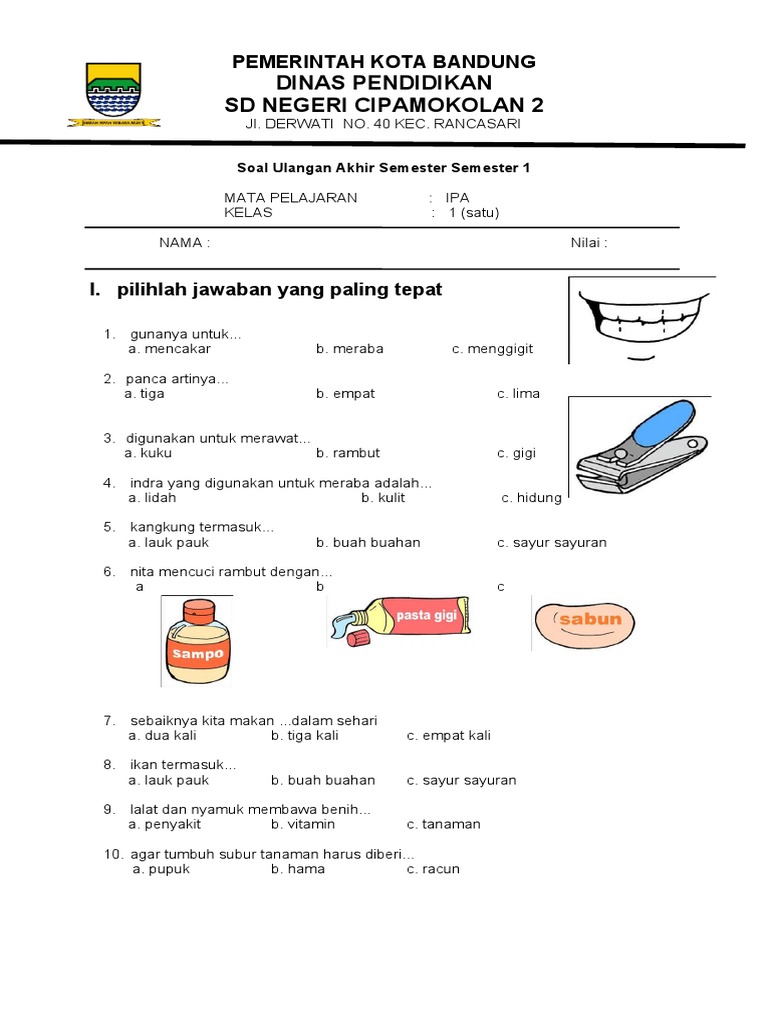 Soal Ipa Kelas 1 Semester 1 - Homecare24