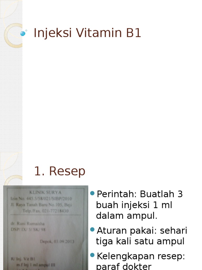 Injeksi Vitamin B1 | PDF