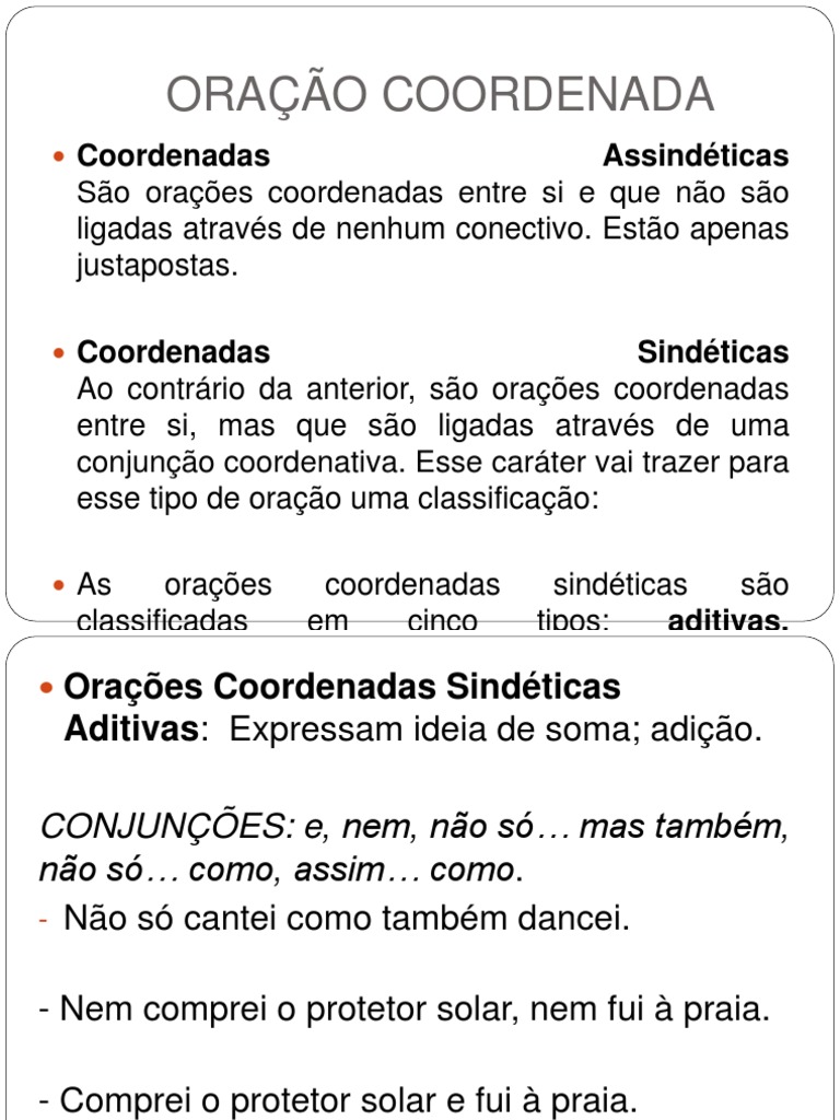 ORAÇÃO COORDENADA e SUBORDINADA | PDF | Unidades semânticas | Gramática