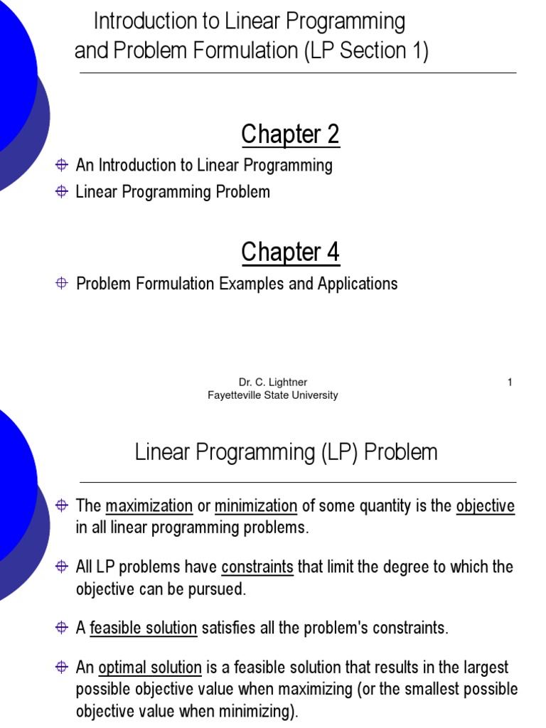 Problem Formulation (LP Section1) | PDF | Linear Programming ...