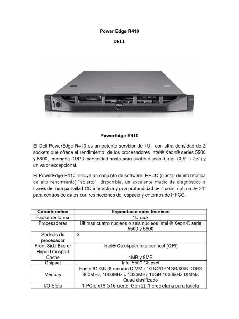 Servidor Power Edge r410 | PDF | Disco duro | Microprocesador