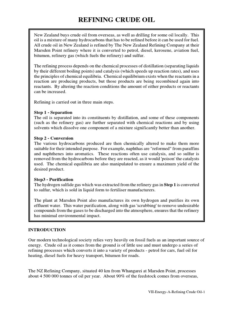 Refining Crude Oil | PDF | Oil Refinery | Petroleum