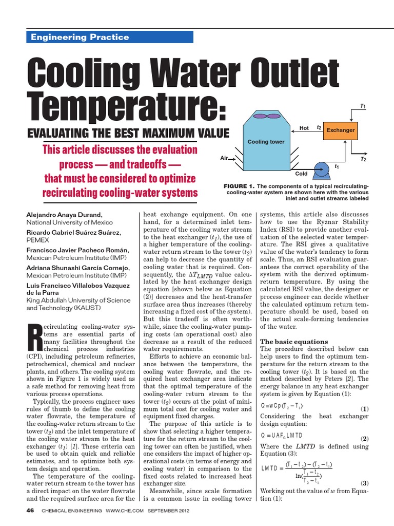 Optimizing Cooling Water Temperatures | PDF | Ph | Heat Exchanger