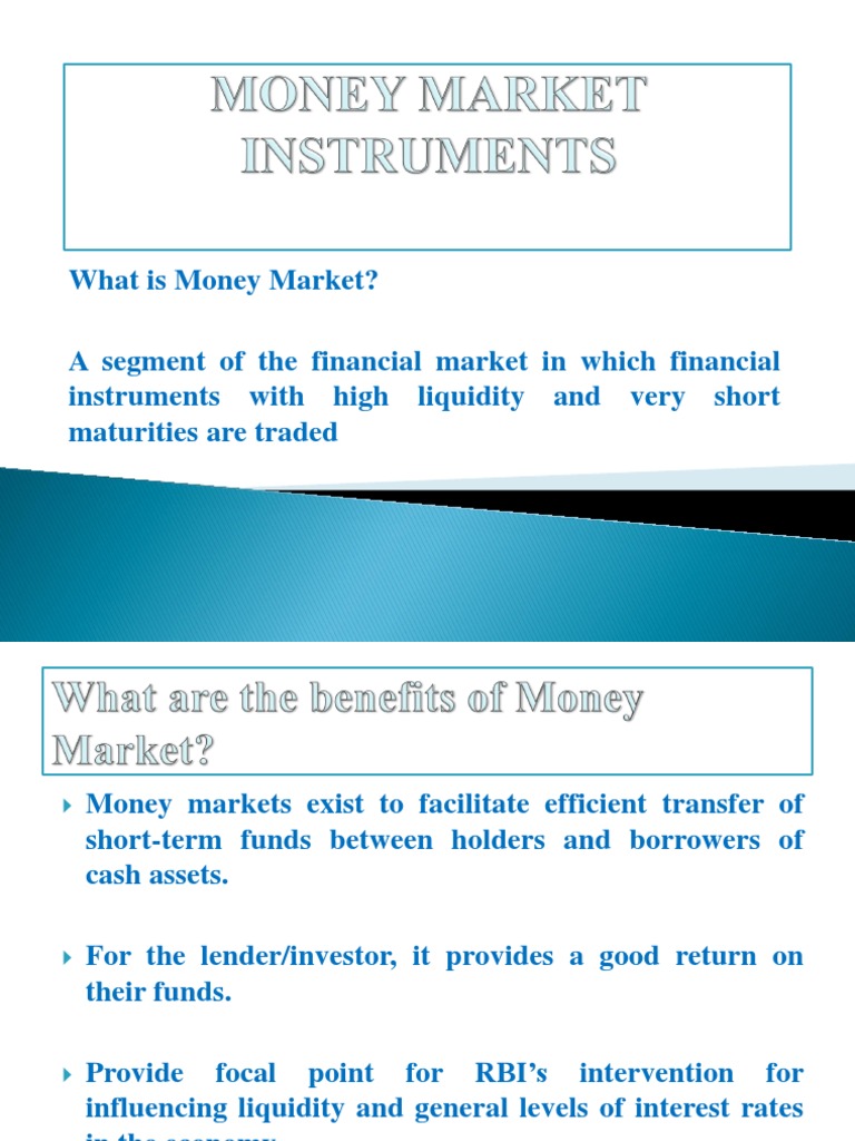 Money Instruments | PDF | Repurchase Agreement | United States Treasury ...