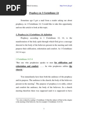 Prophecy In 1 Corinthians 14 Prophecy Spiritual Gift