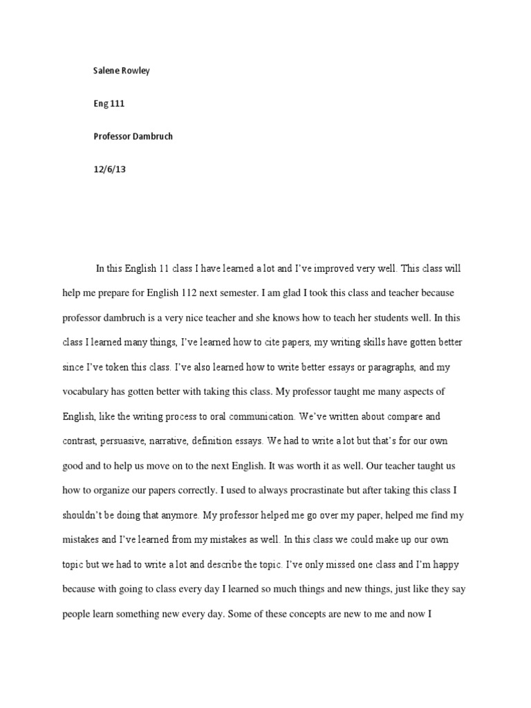 essay about what you learned in english class