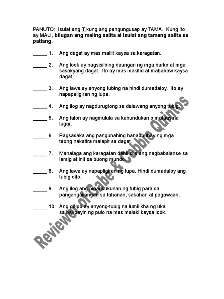 grade31st q quiz anyong tubig