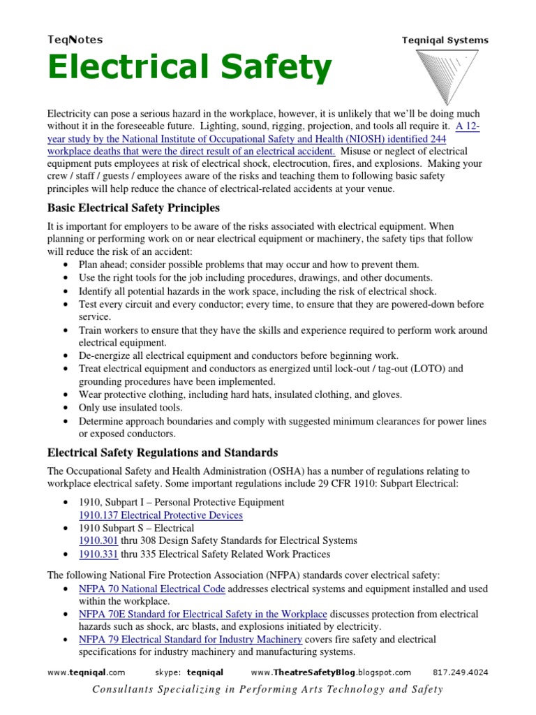 OSHA Electrical Safety Guidelines 1910 | PDF | Personal Protective ...