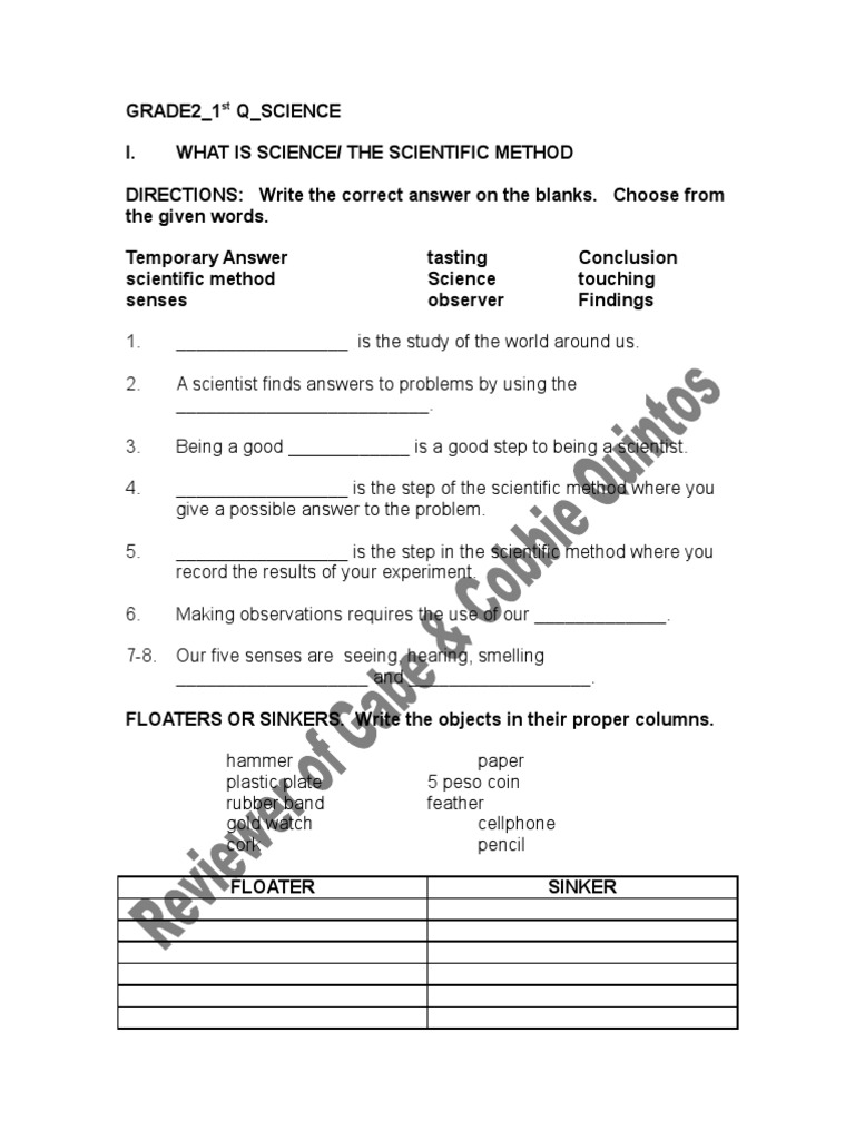 Grade2 1st Q Science | PDF | Kilogram | Observation