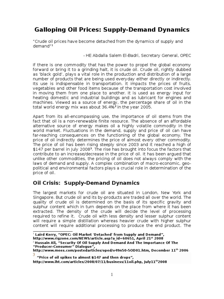 Oil Price Dynamics and Market Impact | PDF | Price Of Oil | Opec