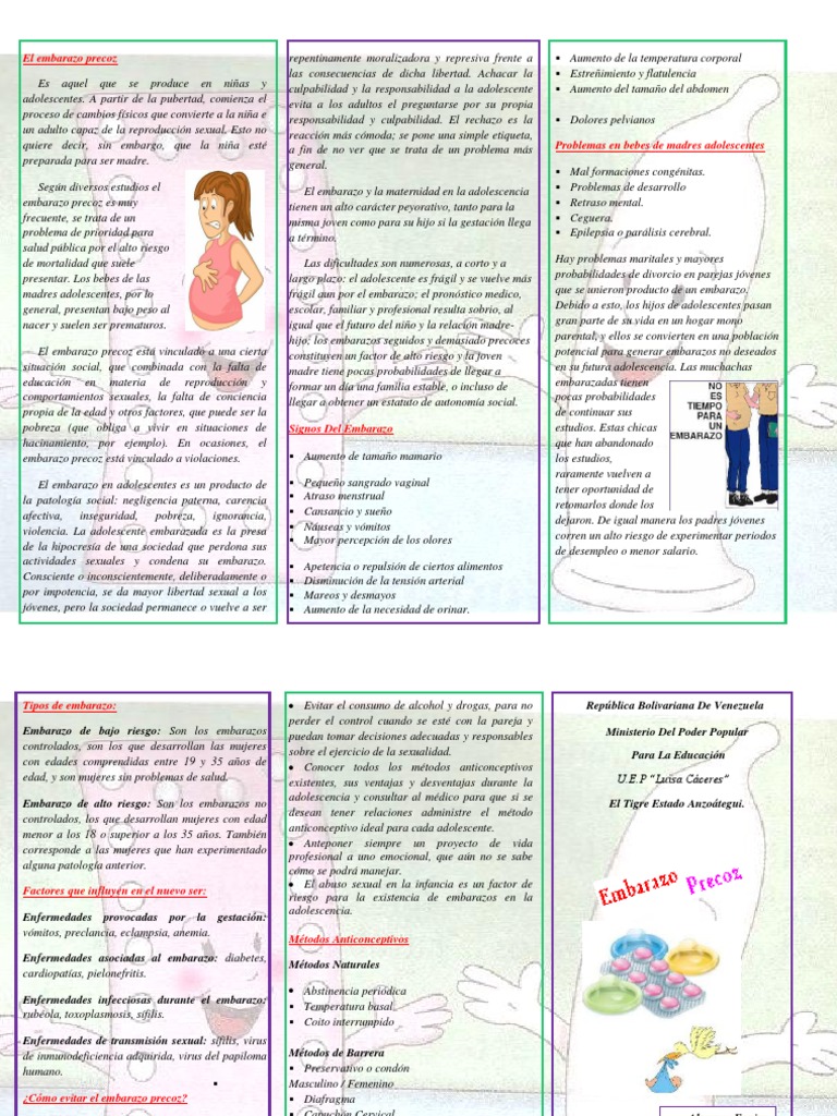 El Embarazo Precoz Triptico