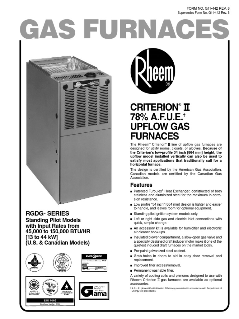 Gas Furnaces Criterion II 78 A.F.U.E. Upflow Gas Furnaces