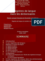 Registres de Langue Dans Les Dictionnaires3117