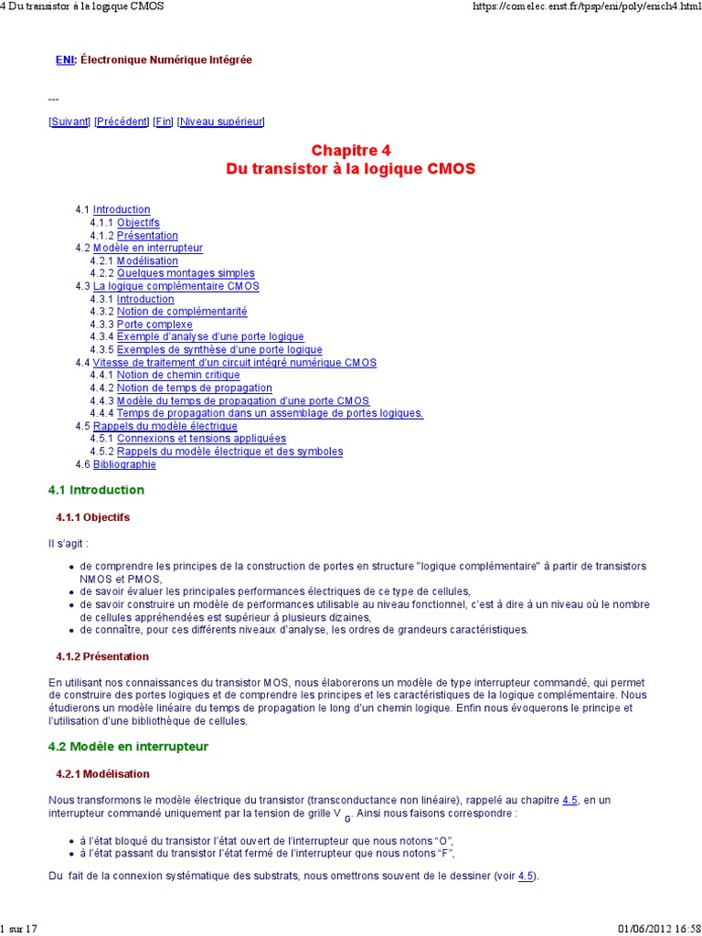 Logique CMOS et Transistors NMOS/PMOS | PDF | Fonction logique | CMOS