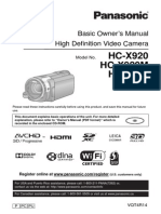 HC-X920 HC-X920M HC-X910: Basic Owner's Manual High Definition Video Camera