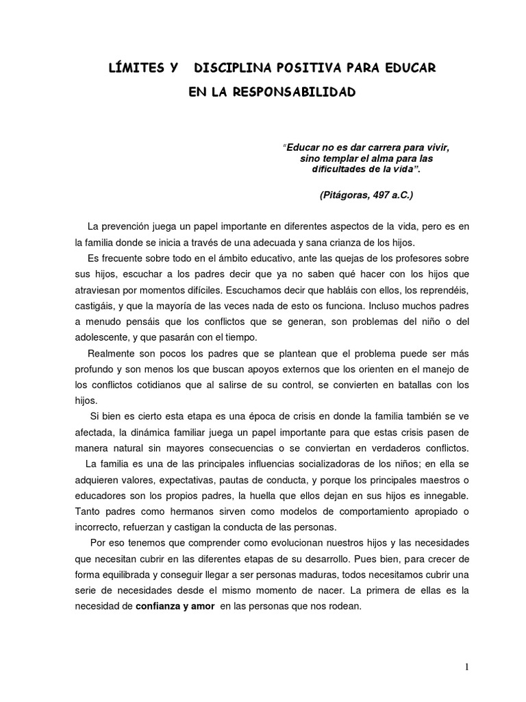 Disciplina Positiva en la Crianza Familiar | PDF | Disciplinas | Adultos