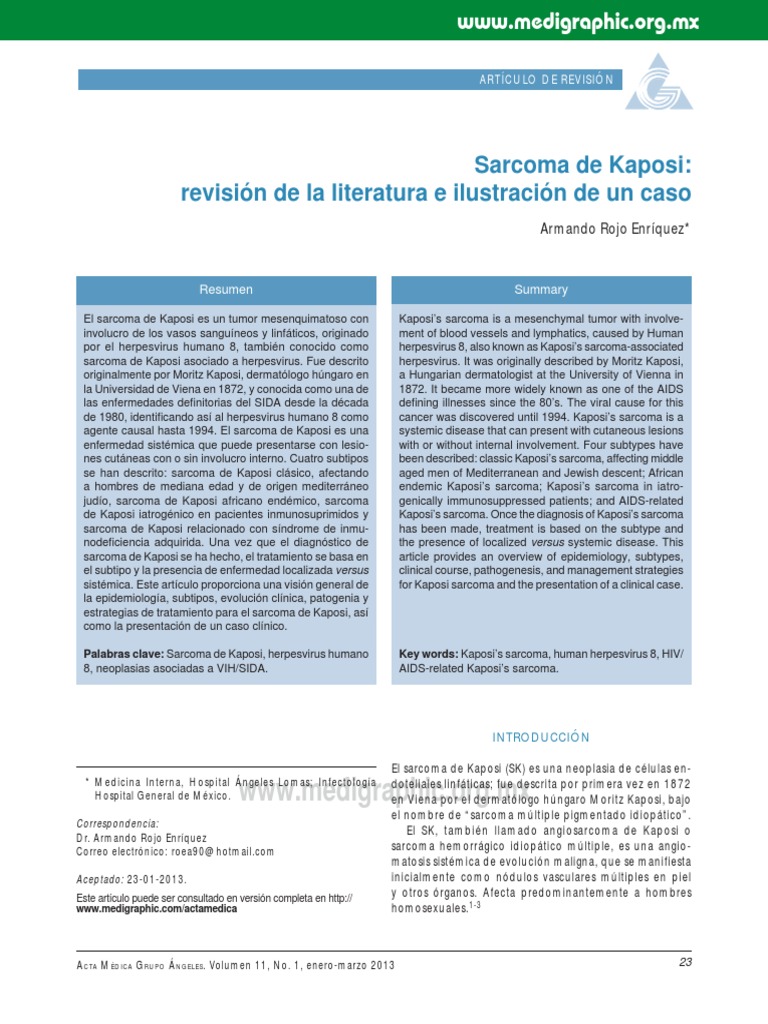de Kaposi Caso Clinico PDF Factor de crecimiento vascular