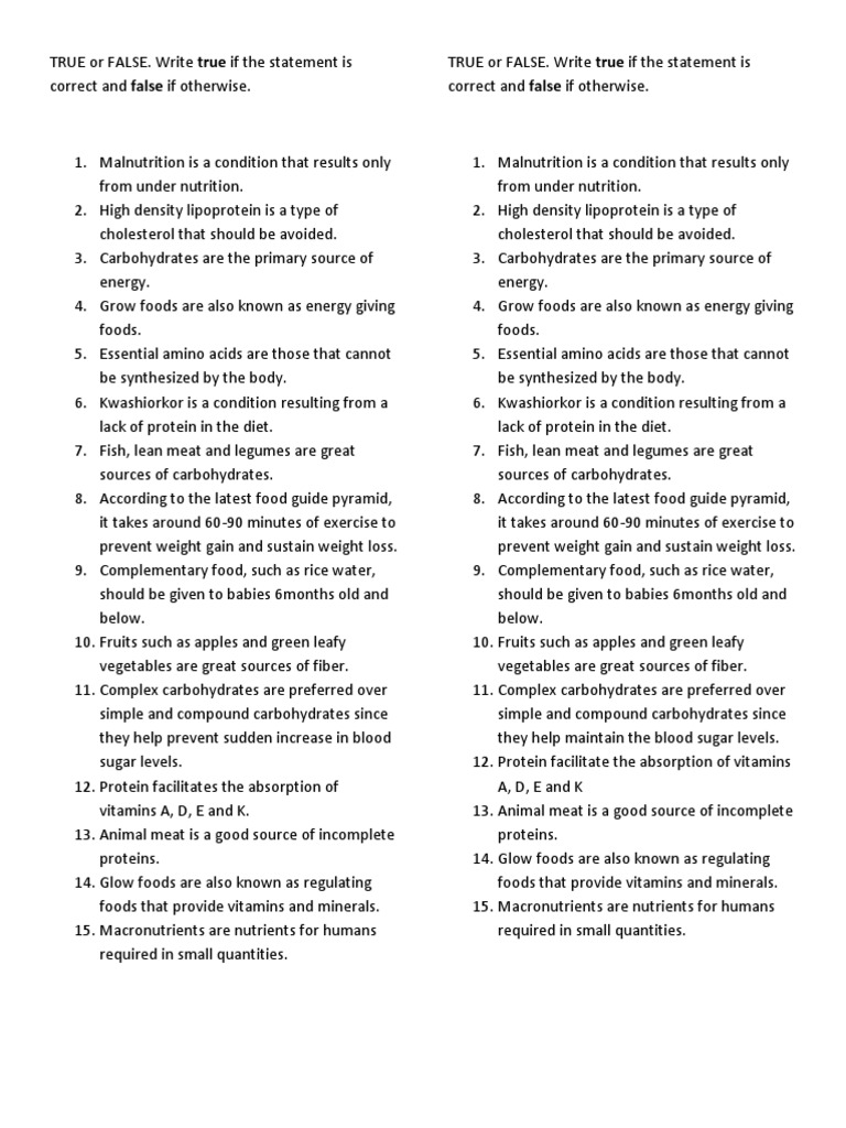 Nutrition Quiz 101 | PDF | Nutrition | Diet & Nutrition