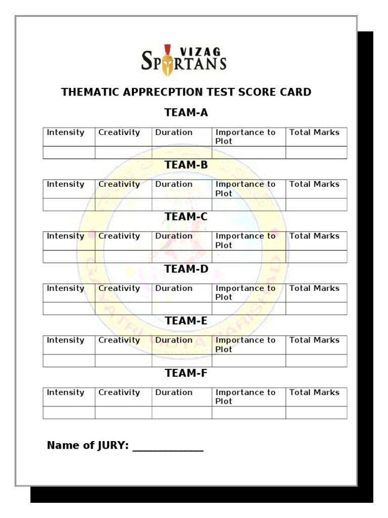 Thematic Apprecption Test Score Card | PDF | Teaching Methods ...