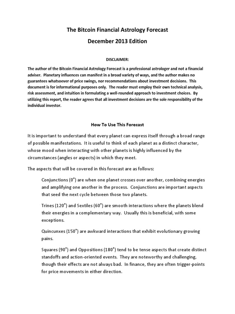 The Bitcoin Financial Astrology Forecast - December 2013 | PDF | Bitcoin |  Planets