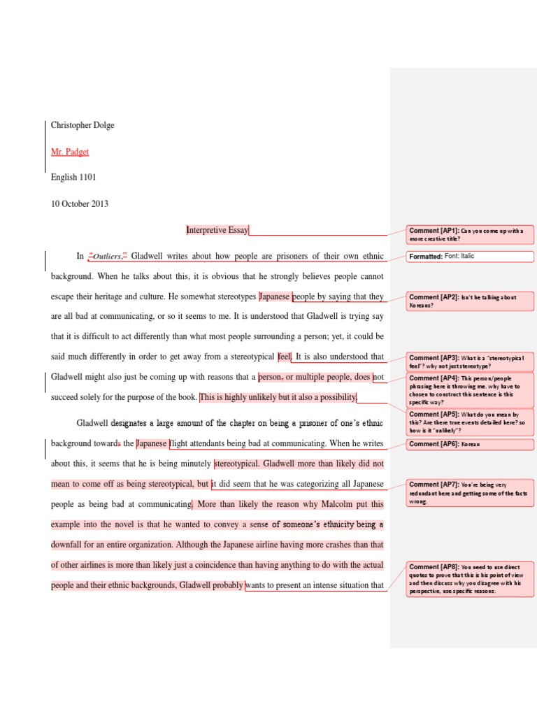 Sample comments on student papers image