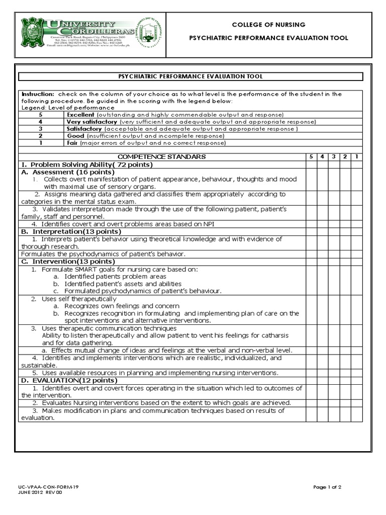 Psychiatric Performance Evaluation Tool | PDF | Performance Appraisal ...