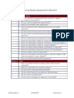 Training Needs Assessment Checklist