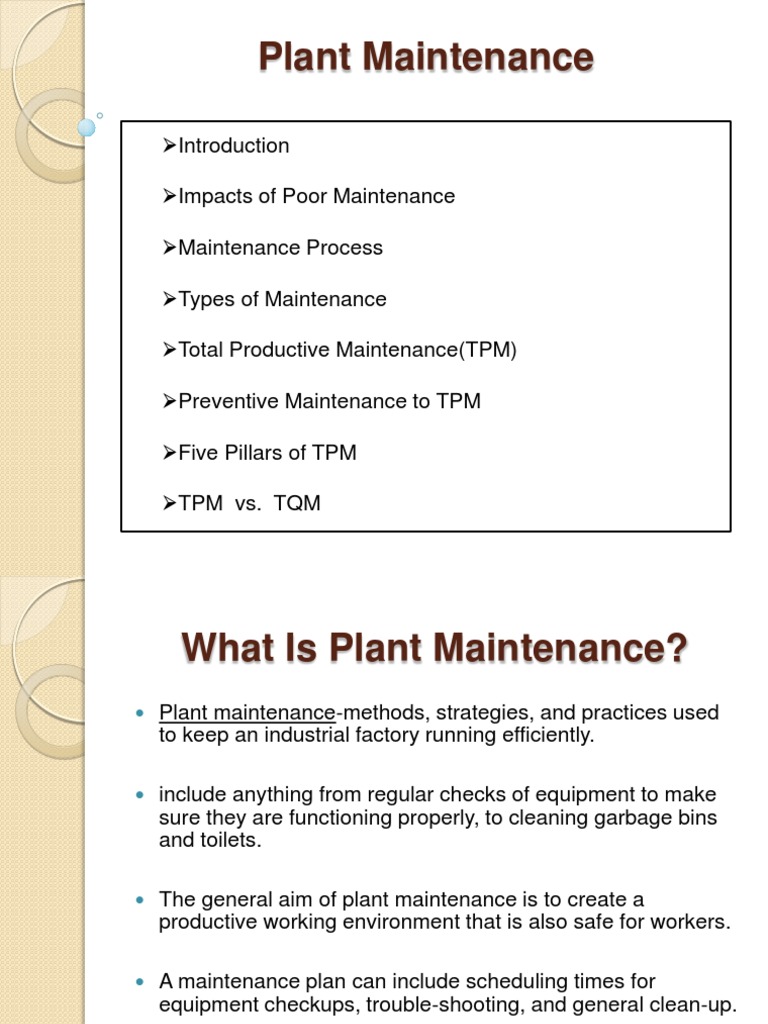 Plant Maintenance | PDF | Reliability Engineering | Industries