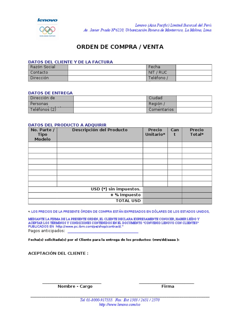 Orden de Compra Lenovo | PDF | Finanzas y dinero | Derecho