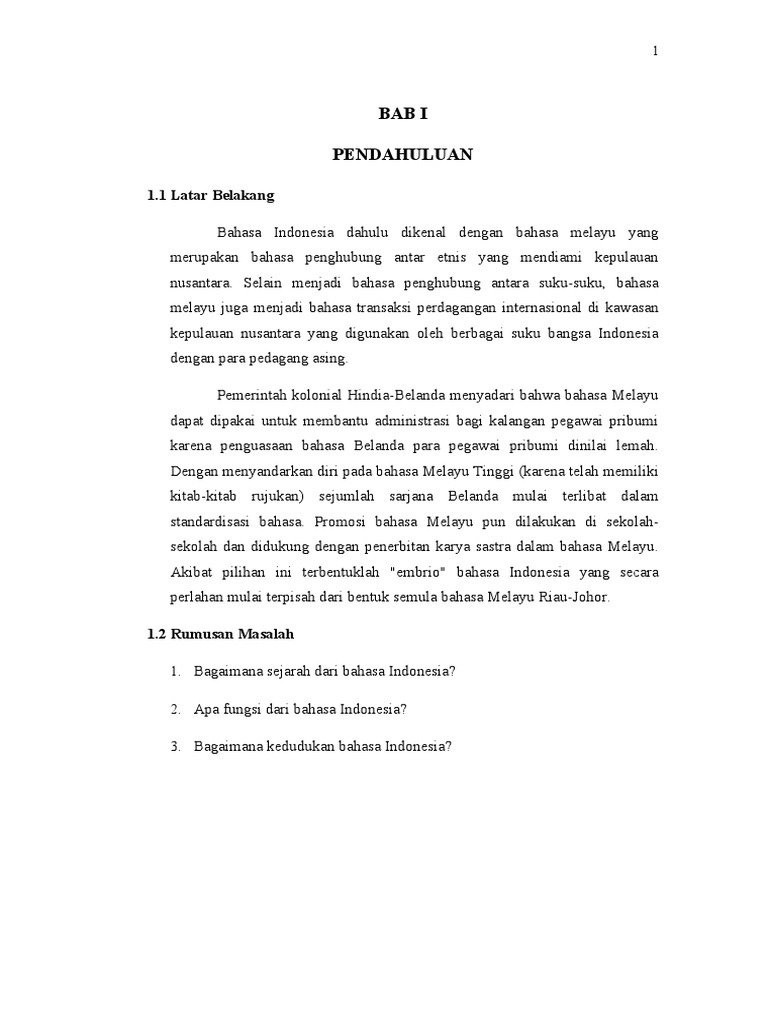 Makalah Sejarah, Fungsi Dan Kedudukan Bahasa Indonesia