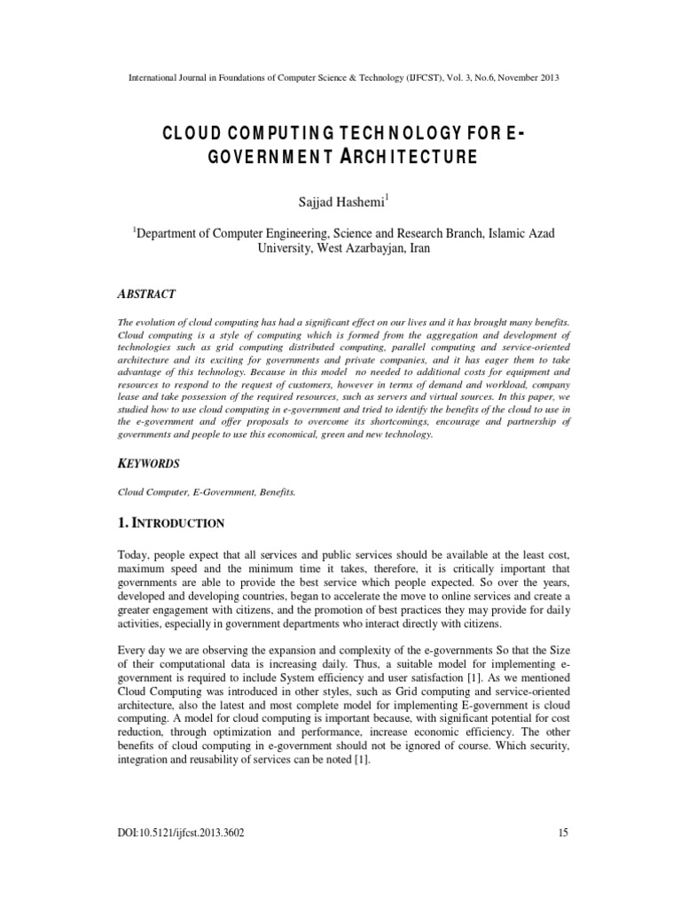 Cloud Computing Technology For Egovernment | PDF | E Government | Cloud ...