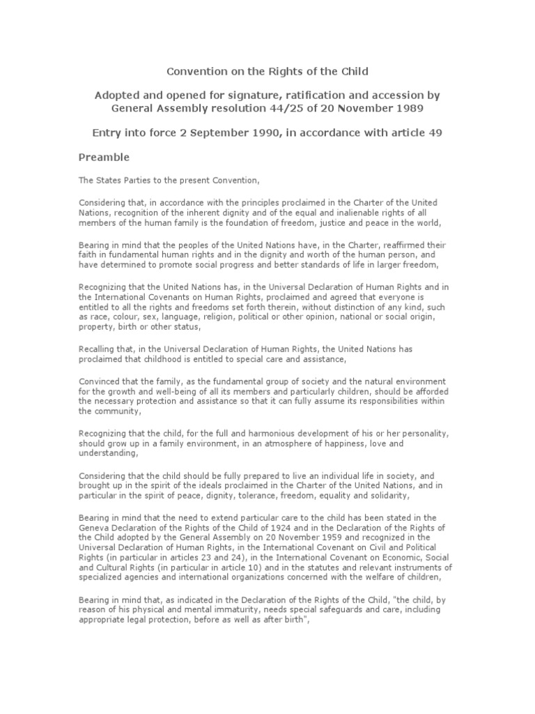 Convention On The Rights of The Child | PDF | Human Rights | Ratification