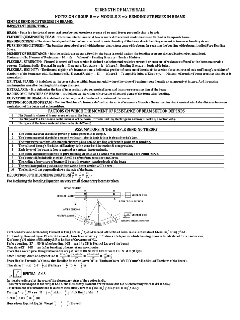 Bending Stresses in Beams Explained | PDF | Bending | Beam (Structure)