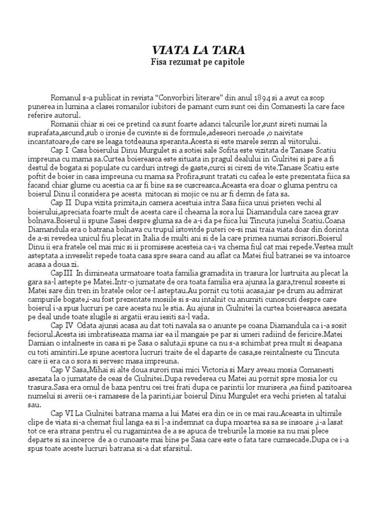 Www Educativ Ro Duiliu Zamfirescu Viata La Tara Rezumat