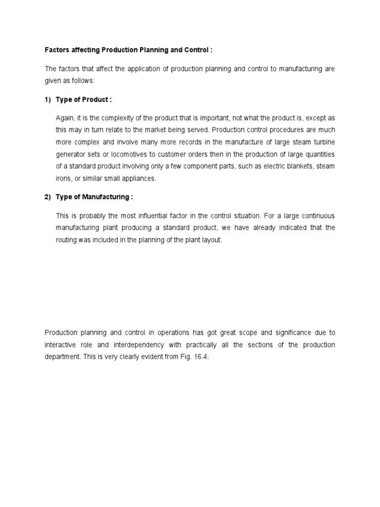 Factors Affecting Production Planning and Control | PDF | Inventory