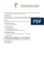 Policy Records Management Functional Retention and Disposal Schedule