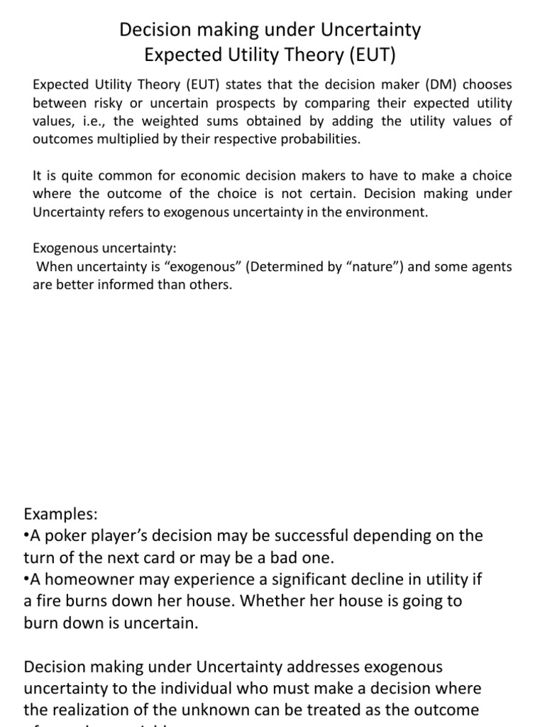 Decision Making with Expected Utility Theory | PDF | Utility | Value ...