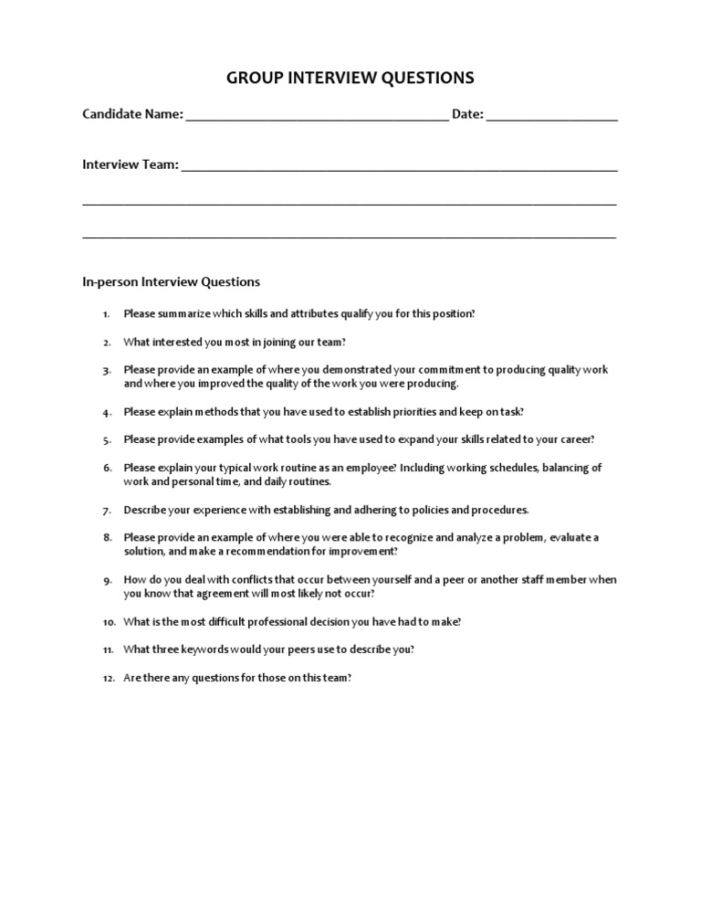 Group Interview Questions | PDF
