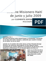Informe Misionero Haití de Junio y Julio 2009
