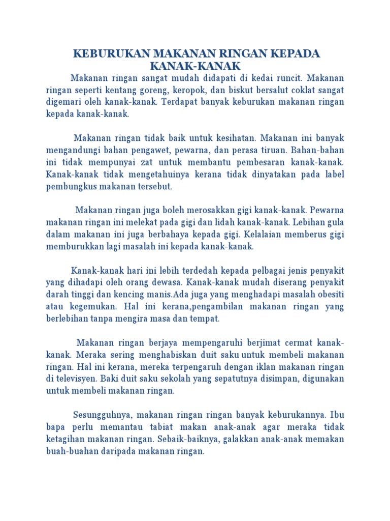 Keburukan Makanan Ringan Pdf
